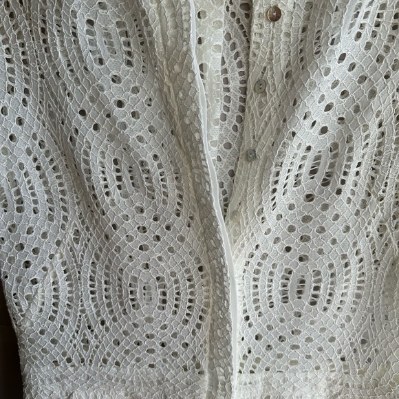 Whistles White Short Sleeve Alisa Placement Lace romper Size 8 - Picture 7 of 11